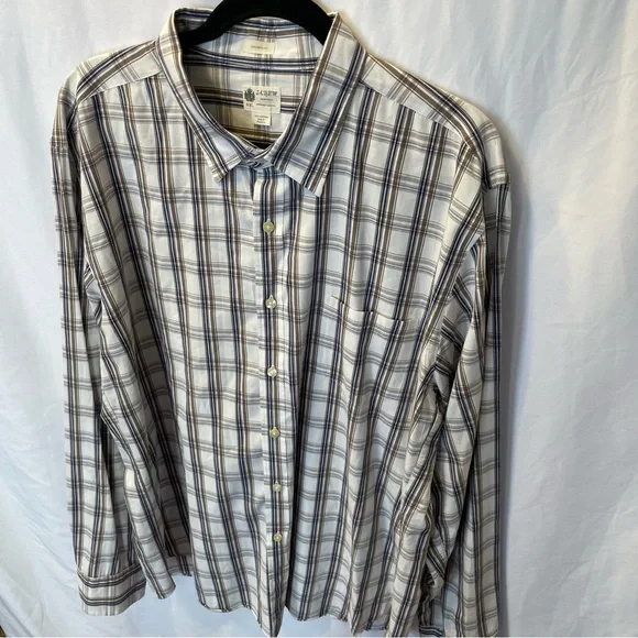 J.Crew Shirtings Cotton Size XXL Long Sleeve Button Front Shirt Tailored Plaid - Picture 2 of 12